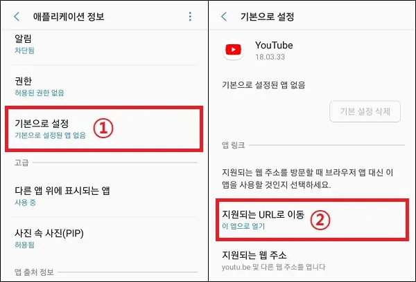 유튜브 지원되는 URL로 이동 설정