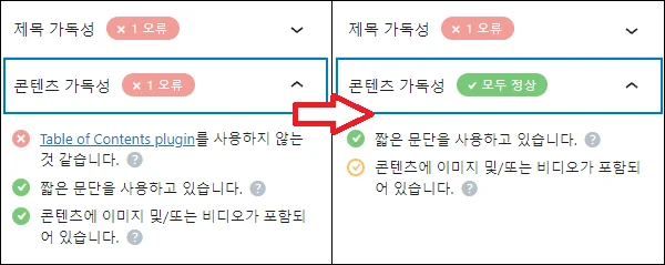 Rank Math 목차 관련 항목 확인