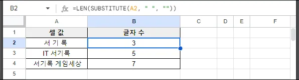 SUBSTITUTE 함수 추가 글자 수 세기