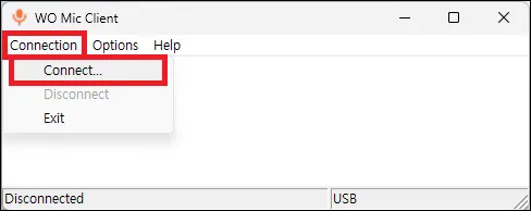 wo mic 프로그램 연결 클릭